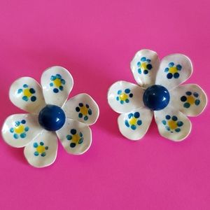 West Germany Glass flower earrings